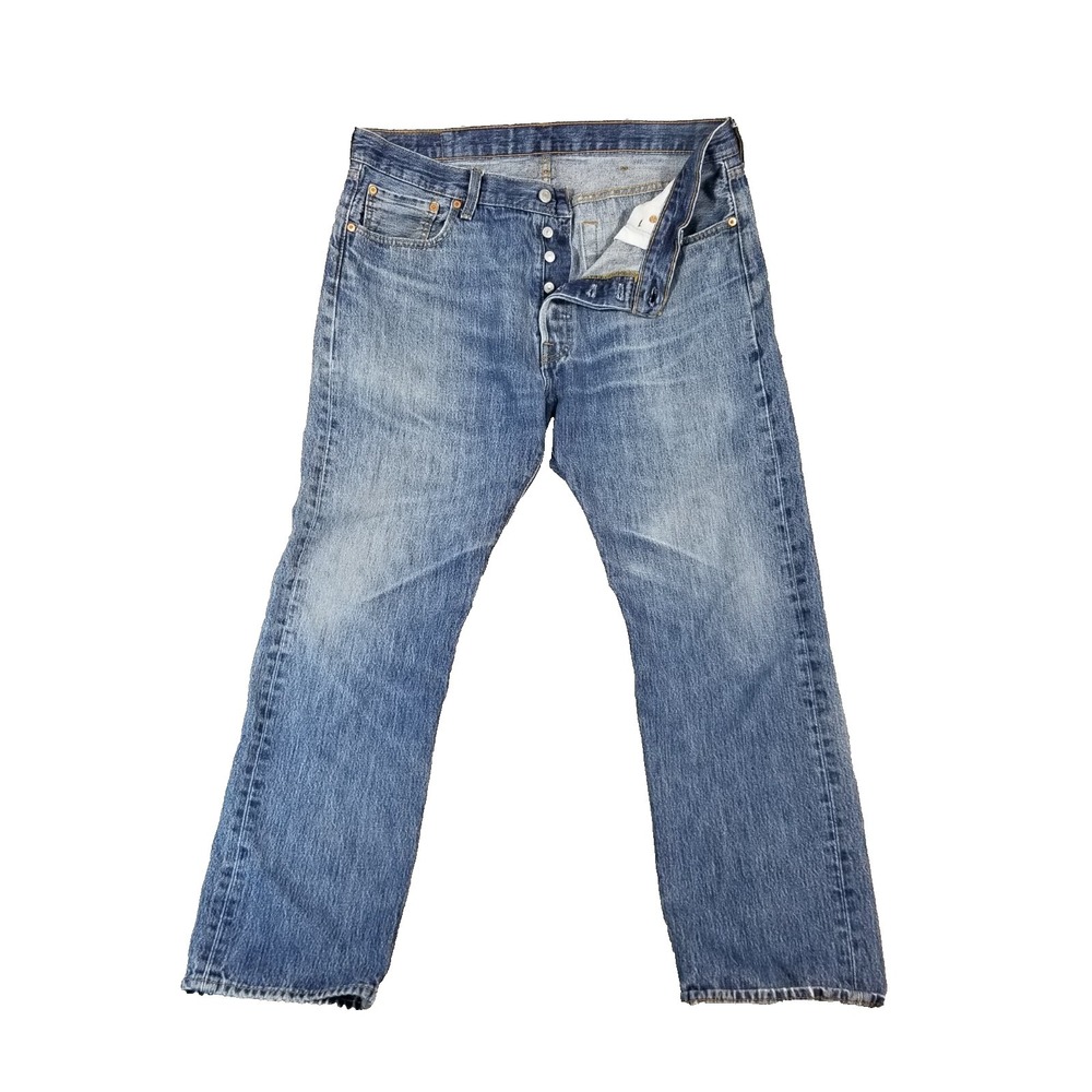 Levi's 501 jeans mens 38x32 original button fly straight blue denim pants retro